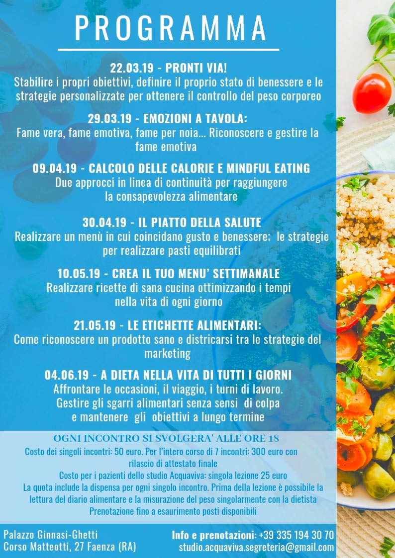 Corso di alimentazione: il benessere a tavola
