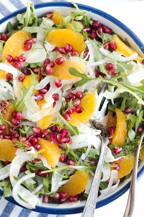 insalata di finocchio, arancia e melograno