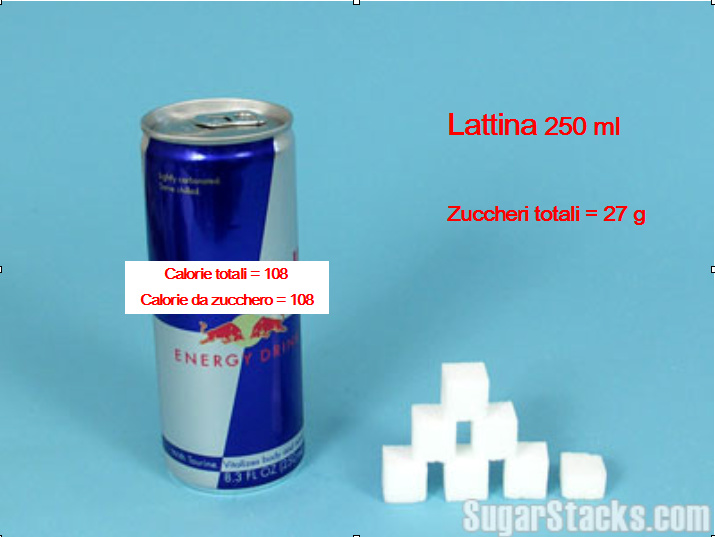 red bull calorie zucchero