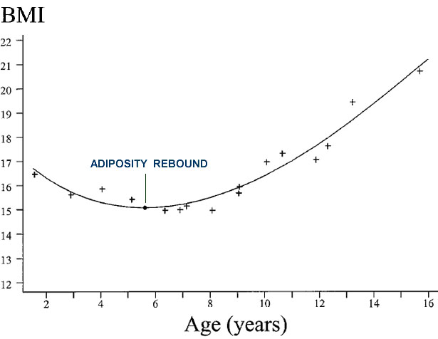 Adiposity Rebound aumento peso bambino